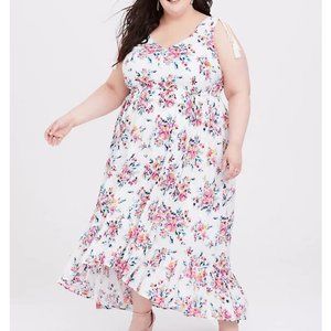 Torrid IVORY FLORAL CHALLIS GODDESS MAXI DRESS